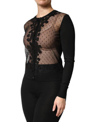 Dolce & Gabbana Black Sheer Button Down Cardigan Sweater - IT36|XXS