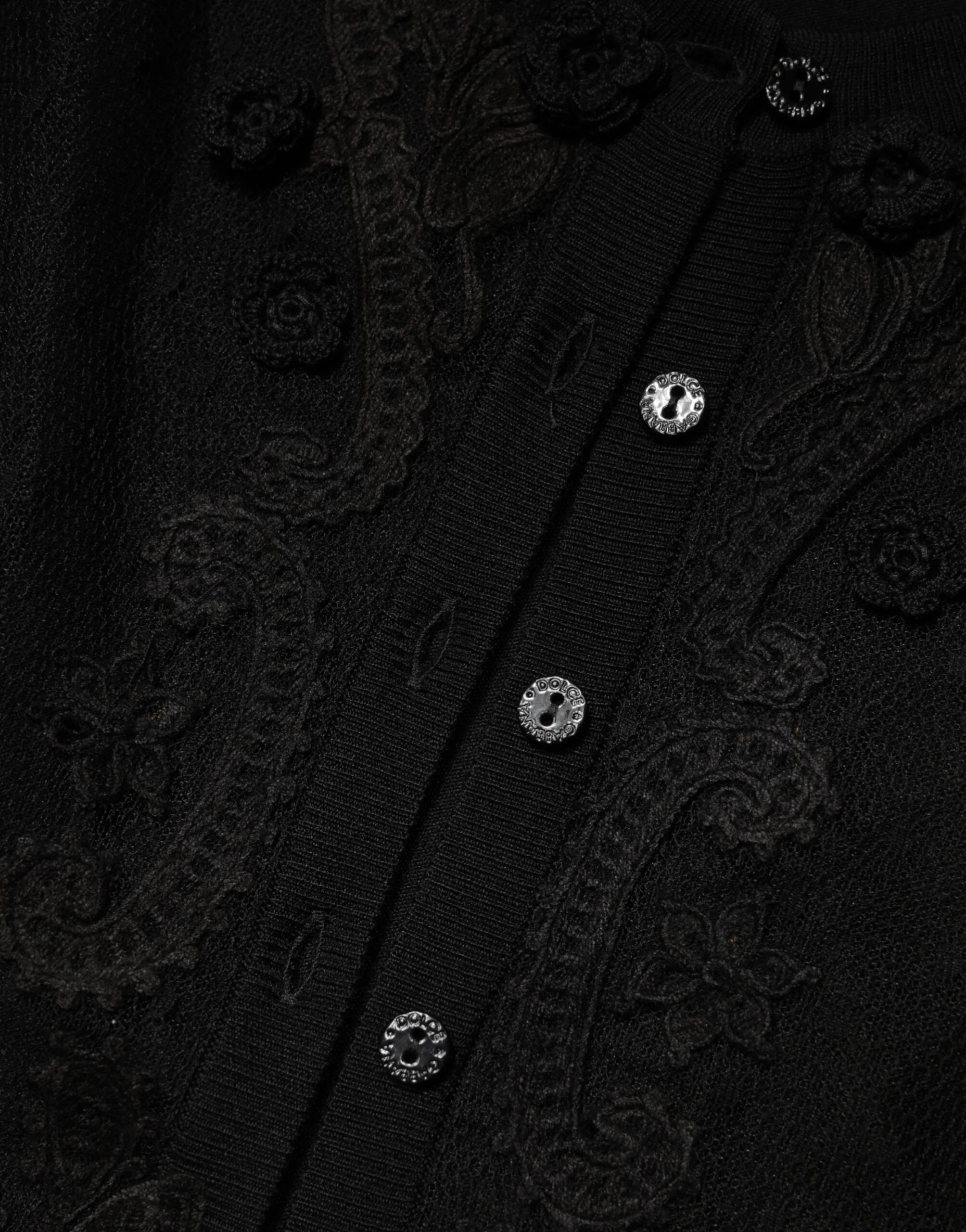 Dolce & Gabbana Black Sheer Button Down Cardigan Sweater - IT36|XXS