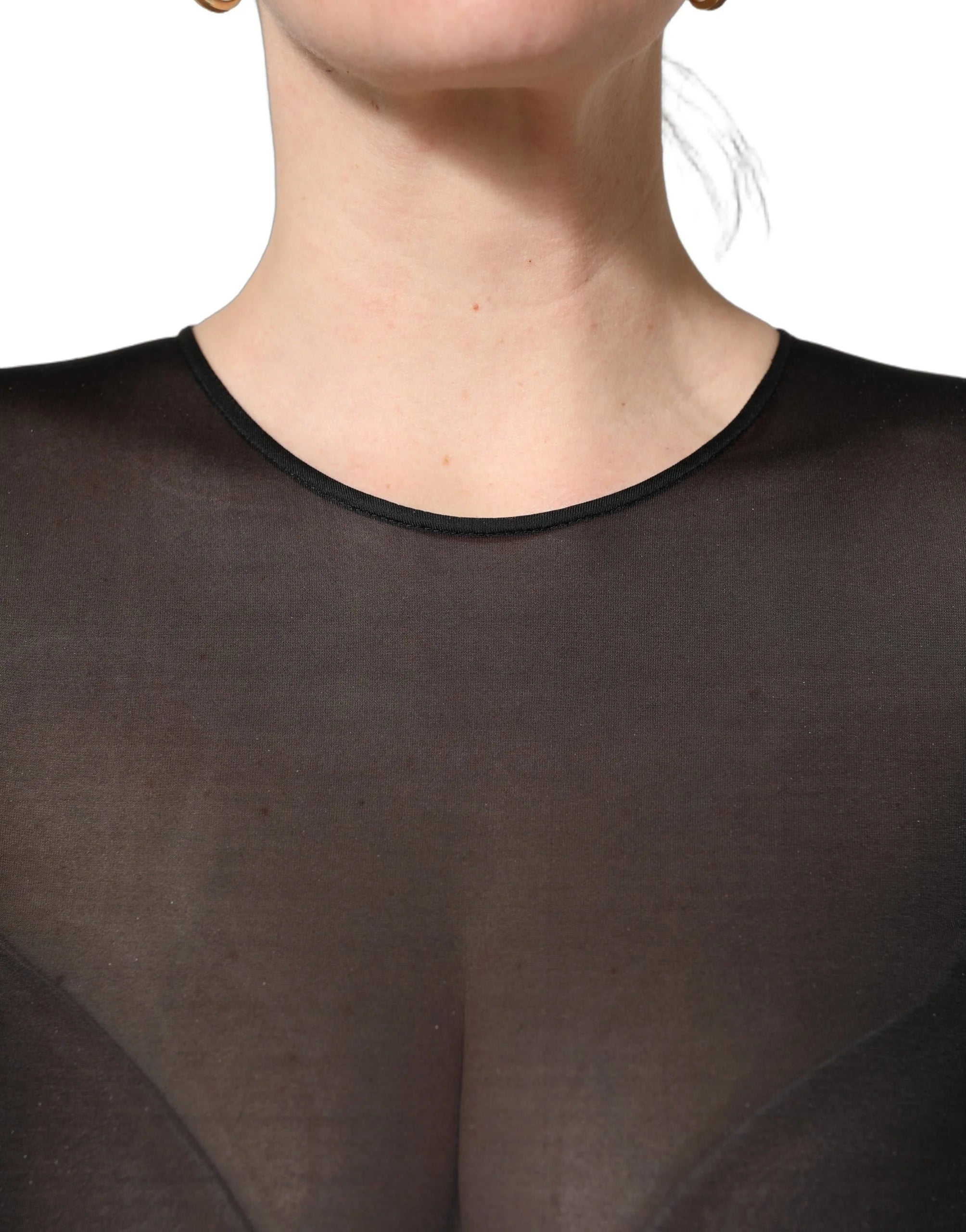 Dolce & Gabbana Black Sheer Long Sleeves Sheath Midi Dress - IT40|S