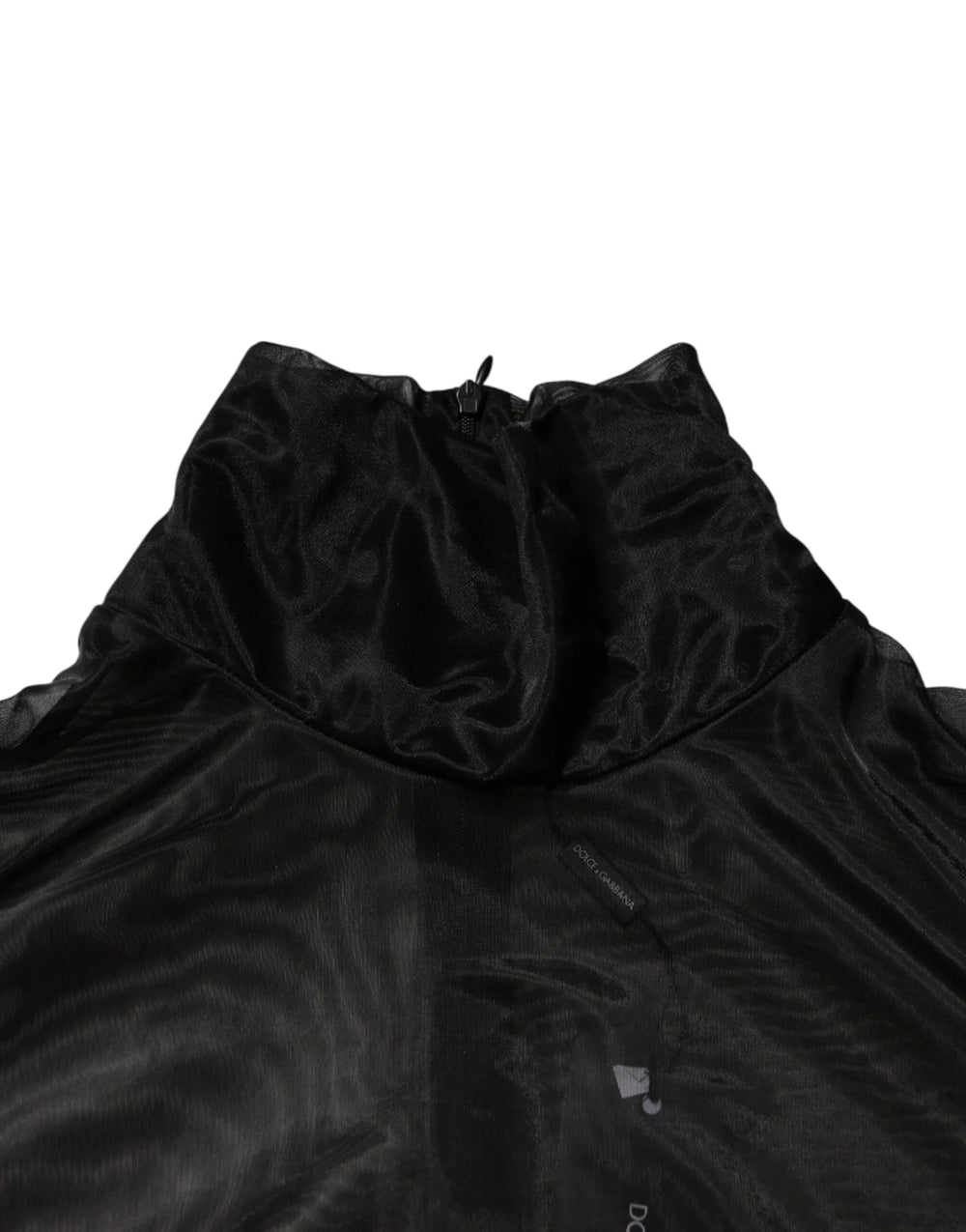 Dolce & Gabbana Black Sheer Long Sleeves Turtleneck Top - IT56 | XXL