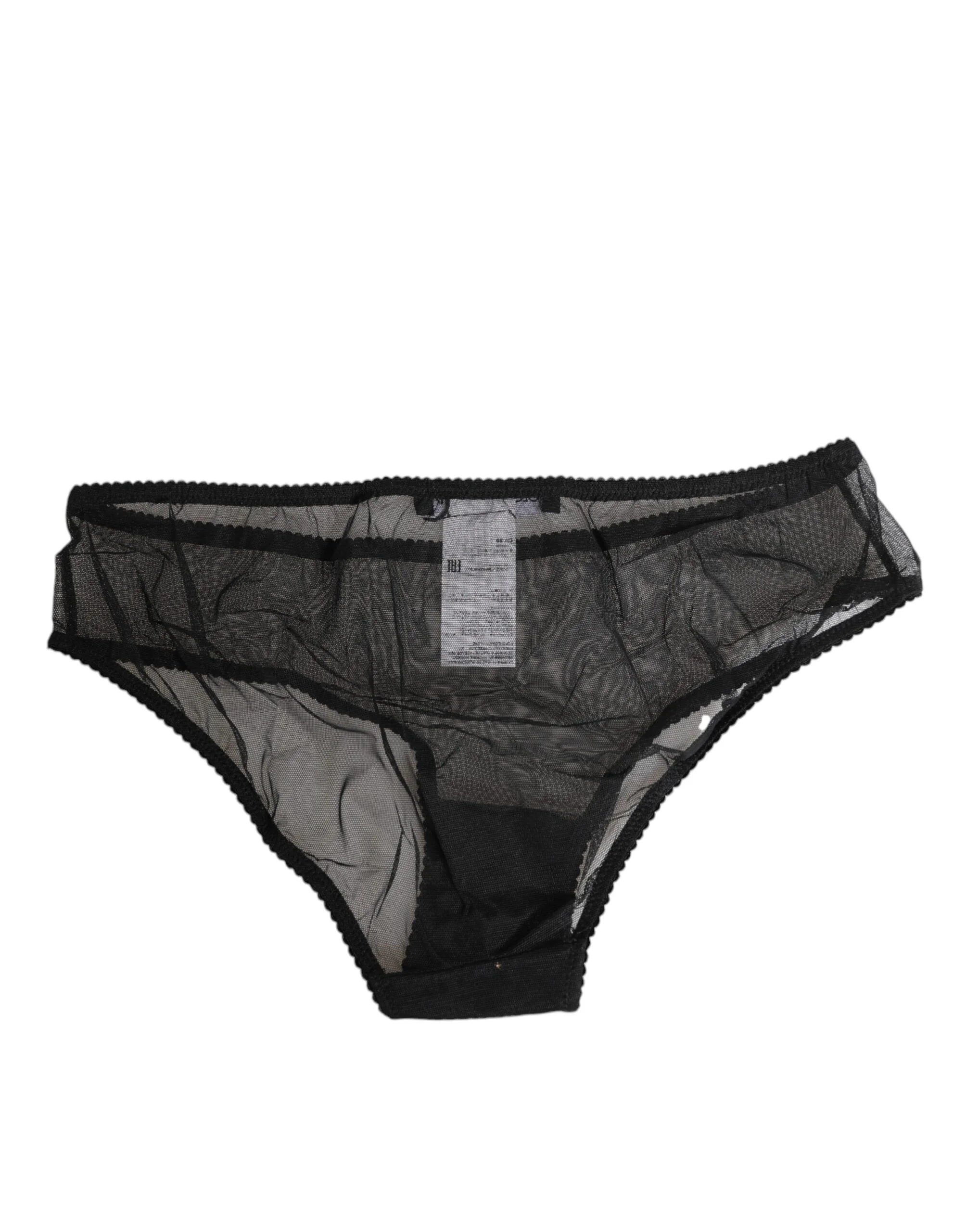 Dolce & Gabbana Black Sheer Mesh Lace Bikini Briefs Underwear - IT2 | S - Bikinis