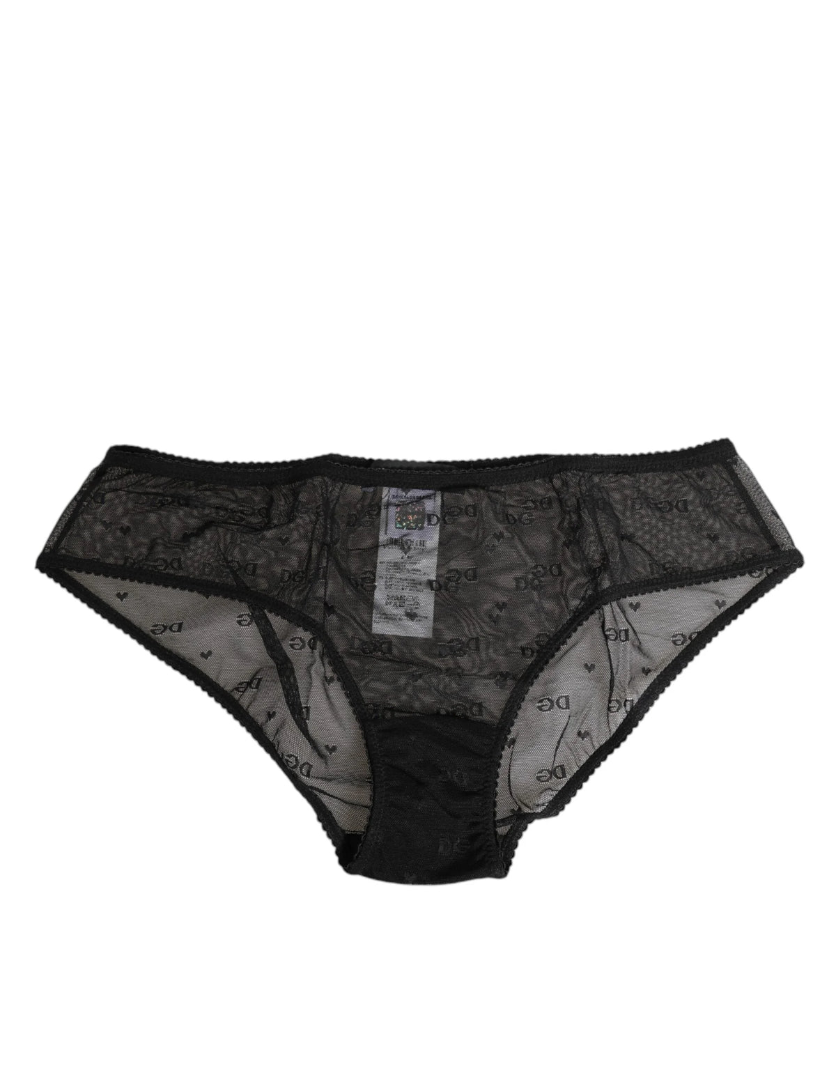 Dolce & Gabbana Black Sheer Mesh Lace Polka Dot Logo Underwear - IT2 | S - Briefs