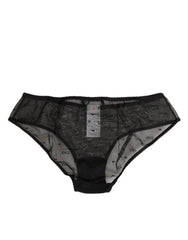 Dolce & Gabbana Black Sheer Mesh Lace Polka Dot Logo Underwear - IT2 | S - Briefs