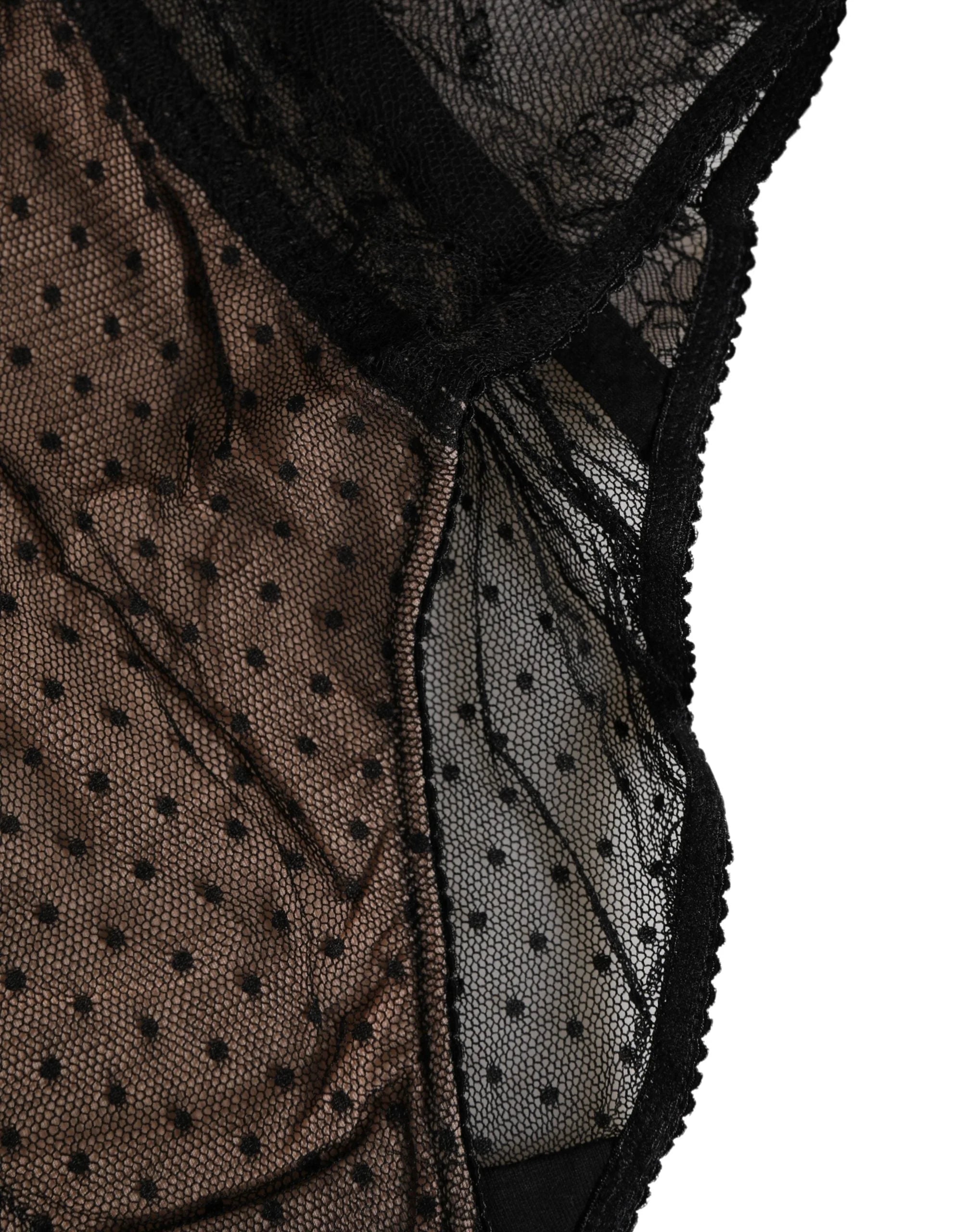 Dolce & Gabbna Fekete Átlátszó Pontos Mintás Rügyecske Magas Deréku Bugyi Alsónemű - IT2 | S