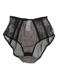 Dolce & Gabbana Black Sheer Polka Dot Lace High Waist Underwear - IT2 | S - Briefs