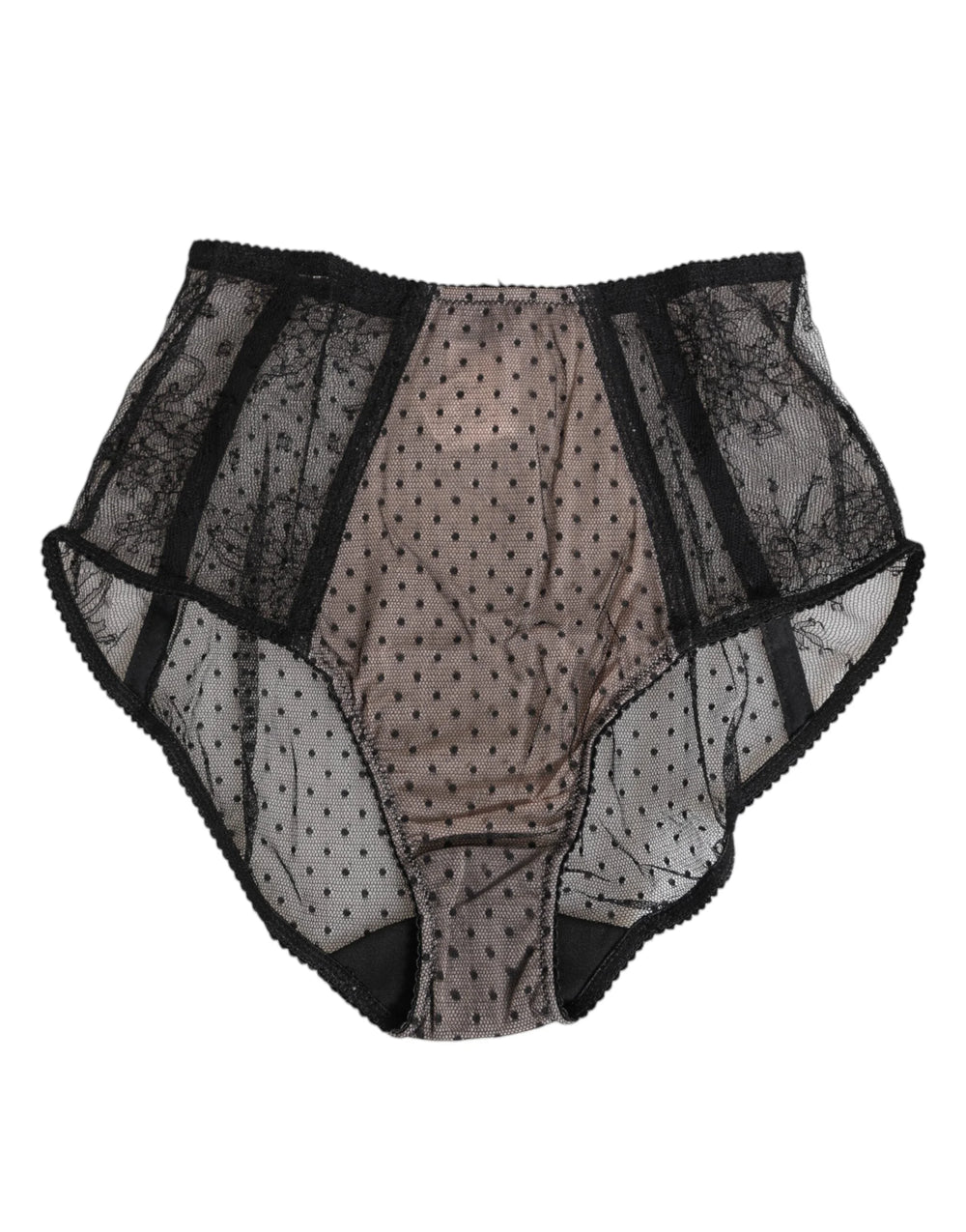 Dolce & Gabbana Black Sheer Polka Dot Lace High Waist Underwear - IT2 | S - Briefs