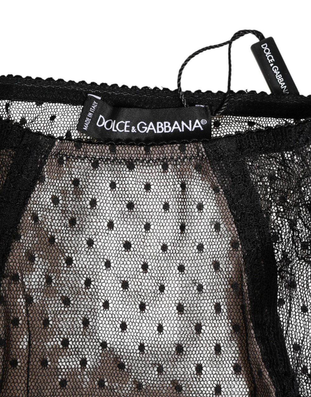 Dolce & Gabbana Black Sheer Polka Dot Lace High Waist Underwear - IT2 | S - Briefs