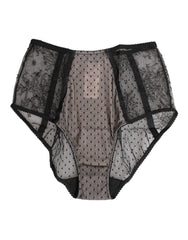 Dolce & Gabbana Black Sheer Polka Dot Lace High Waist Underwear - IT2 | S - Briefs