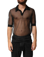 Dolce & Gabbana Black Sheer Short Sleeves Casual Polo Top - IT48 | M