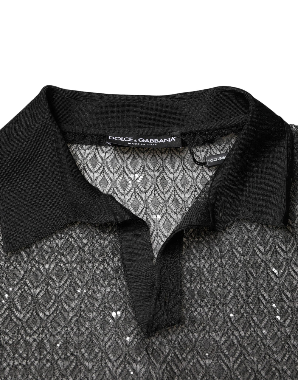 Dolce & Gabbana Black Sheer Short Sleeves Casual Polo Top - IT48 | M