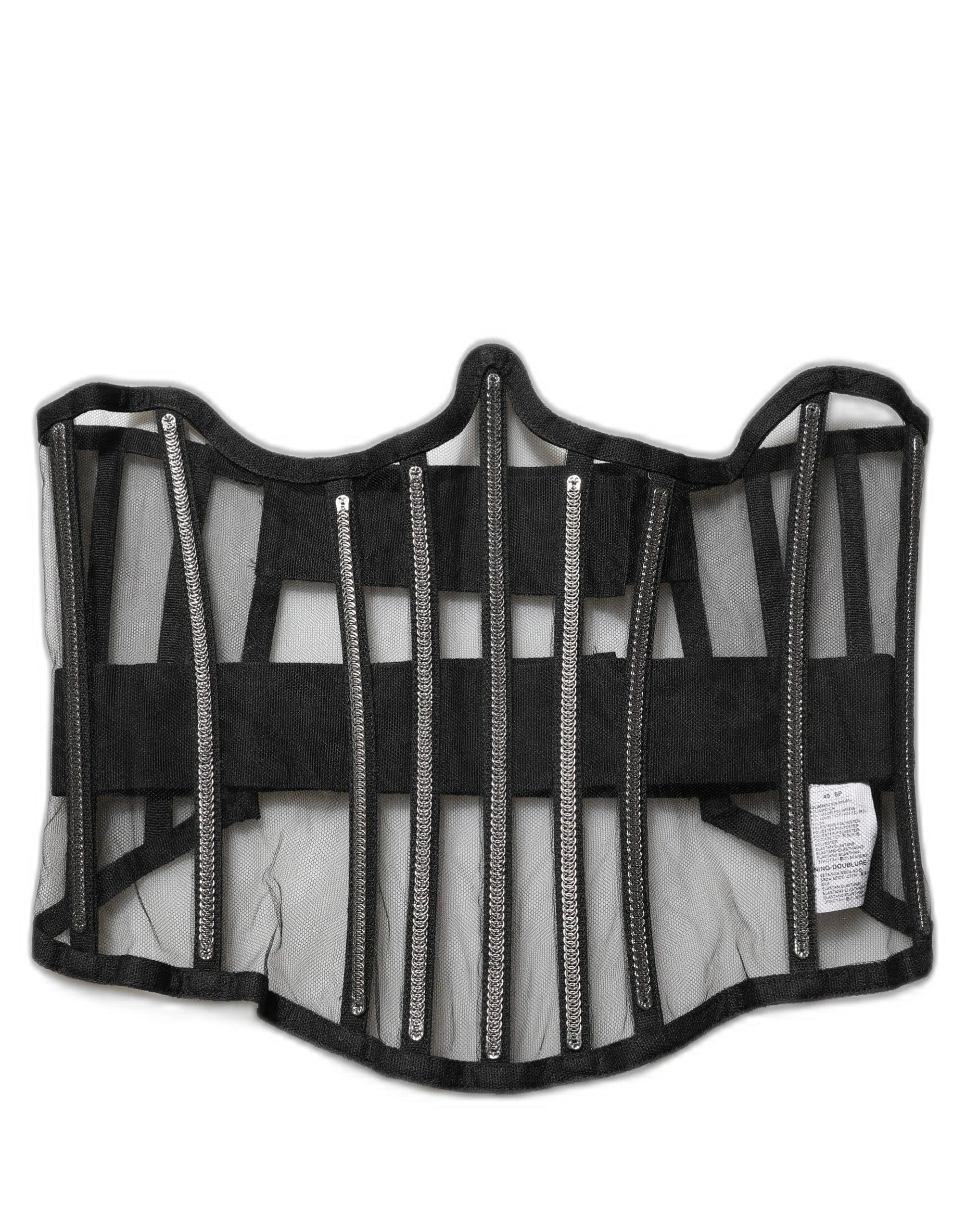 Dolce & Gabbana Black Sheer Tulle Bodysuit Cropped Corset Top - IT40|S