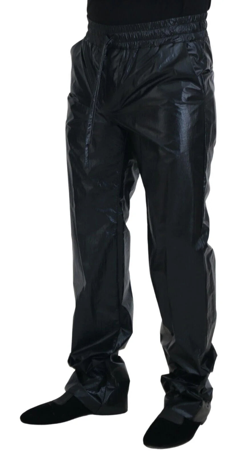 Dolce & Gabbana Black Shining Drawstring Trouser Nylon Pants - IT48 | M - Trousers