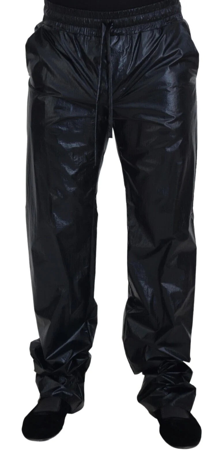 Dolce & Gabbana Black Shining Drawstring Trouser Nylon Pants - IT48 | M - Trousers