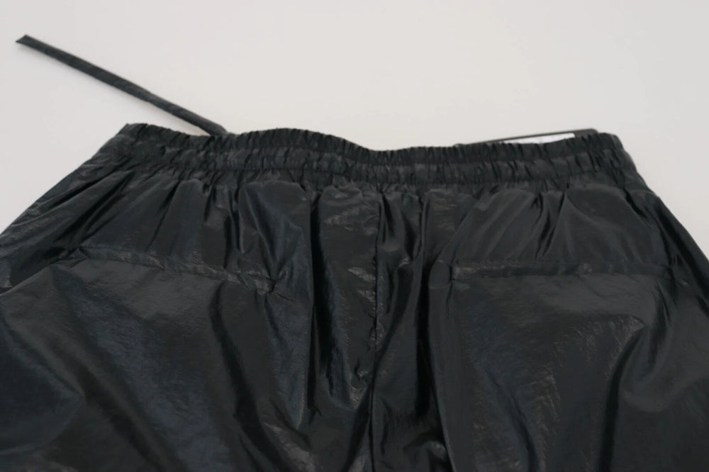 Dolce & Gabbana Black Shining Drawstring Trouser Nylon Pants - IT48 | M - Trousers