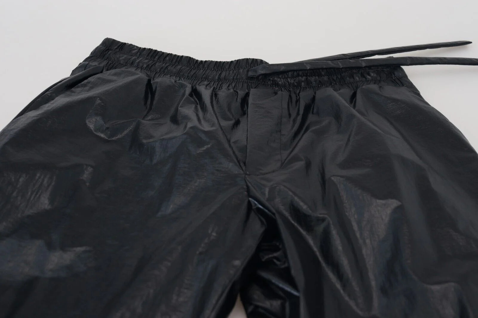 Dolce & Gabbana Black Shining Drawstring Trouser Nylon Pants - IT48 | M - Trousers