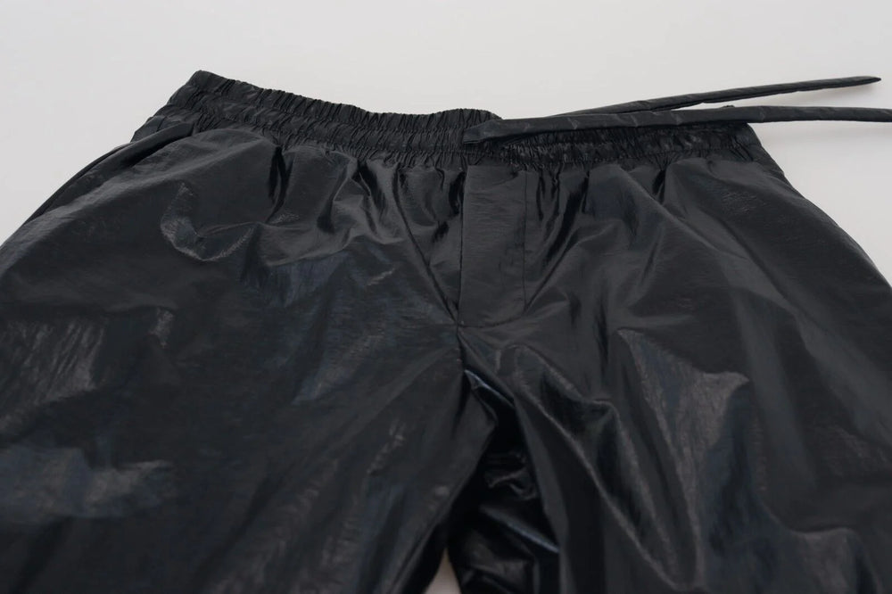 Dolce & Gabbana Black Shining Drawstring Trouser Nylon Pants - IT48 | M - Trousers