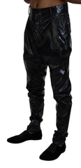 Dolce & Gabbana Black Shining Nylon Skinny Men Pants - IT48 | M - Trousers