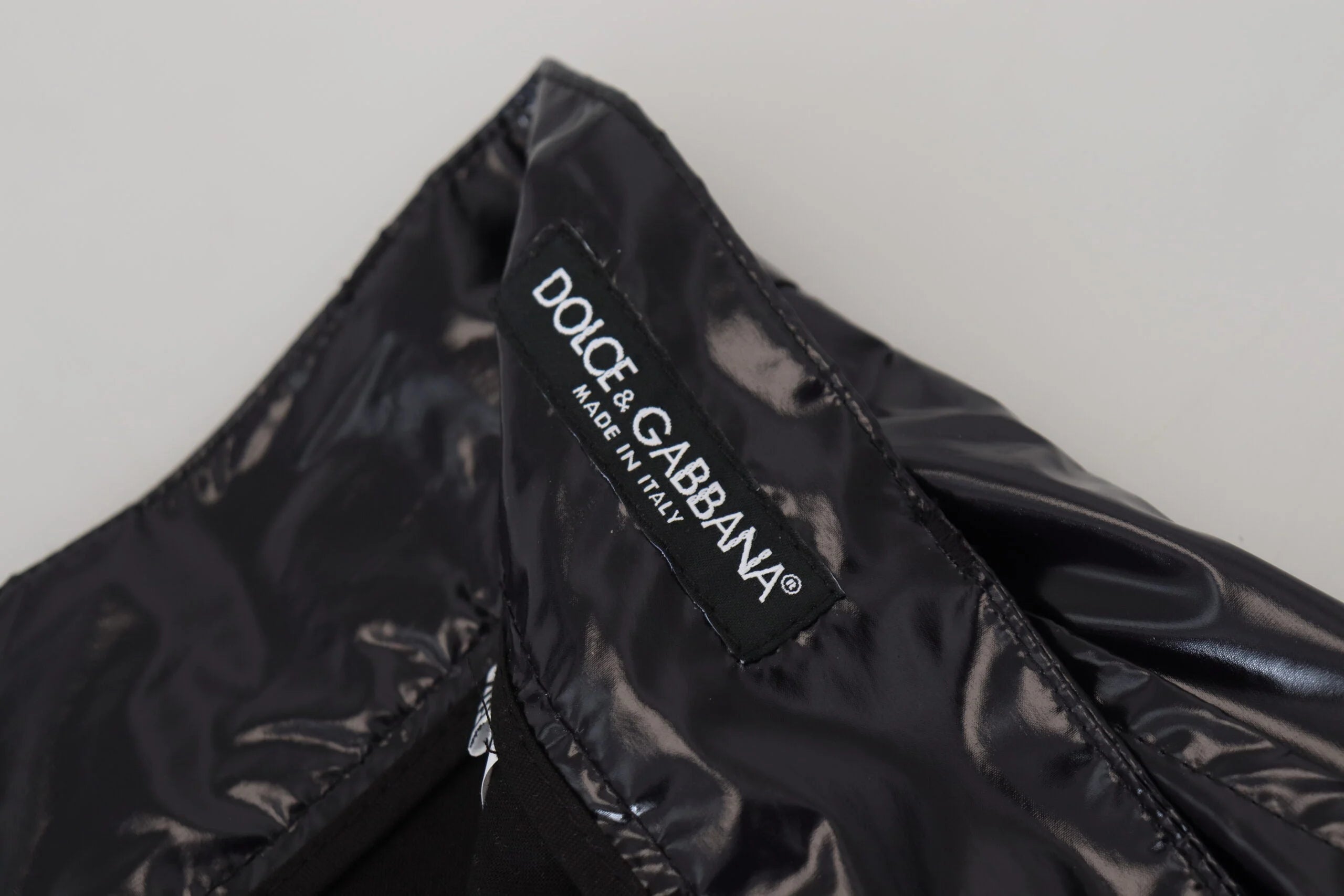 Dolce & Gabbana Black Shining Nylon Skinny Men Pants - IT48 | M - Trousers