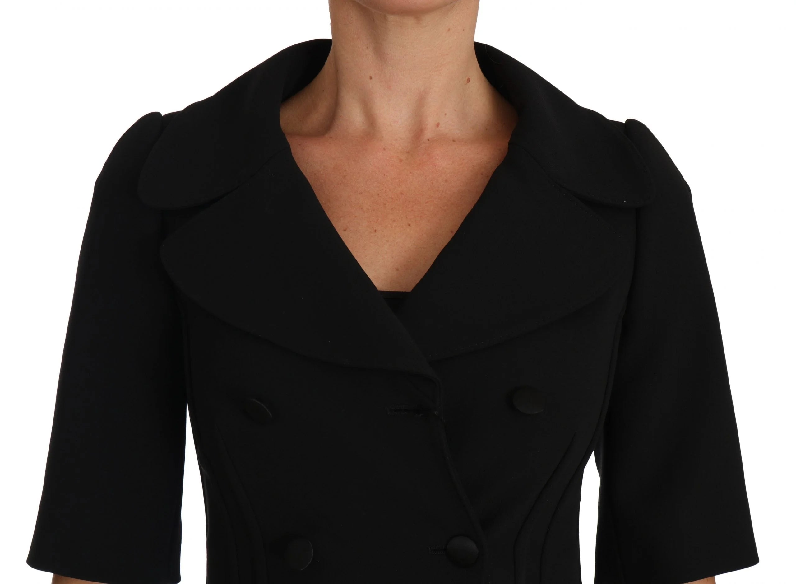 Dolce & Gabbana Black Short Fitted Wool Cropped Jacket Blazer - IT36 | XS