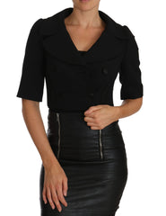 Dolce & Gabbana Black Short Fitted Wool Cropped Jacket Blazer - IT36 | XS