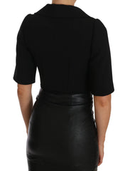 Dolce & Gabbana Black Short Fitted Wool Cropped Jacket Blazer - IT36 | XS