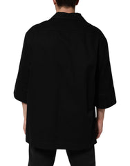 Dolce & Gabbana Black Short Sleeve Button Men Casual Shirt - IT44 | 3XL - Shirts