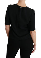 Dolce & Gabbana Black Short Sleeve Casual Top Stretch Blouse - IT40|S - Blouses