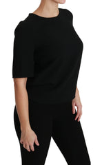 Dolce & Gabbana Black Short Sleeve Casual Top Stretch Blouse - IT40|S - Blouses