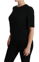 Dolce & Gabbana Black Short Sleeve Casual Top Stretch Blouse - IT40|S - Blouses