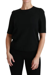 Dolce & Gabbana Black Short Sleeve Casual Top Stretch Blouse - IT40|S - Blouses