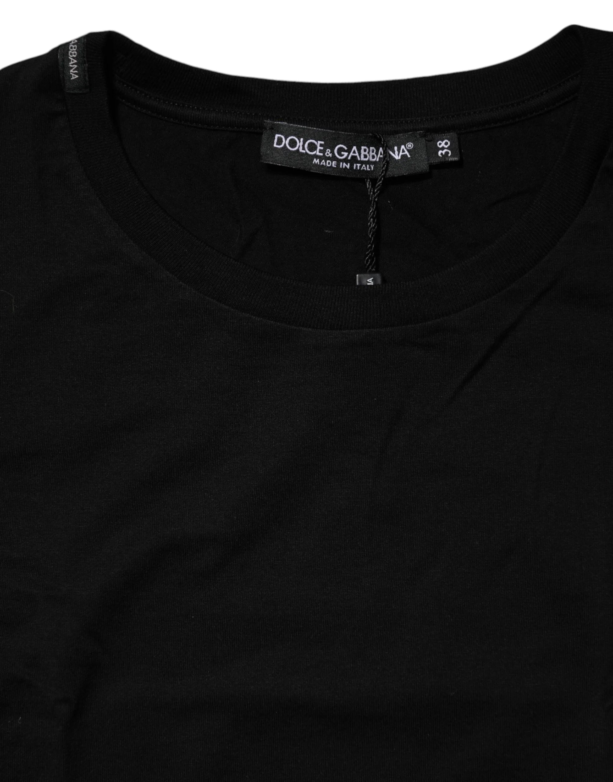 Dolce & Gabbana Black Short Sleeves Crew Neck Top T-shirt - IT38 | XS - T-Shirts