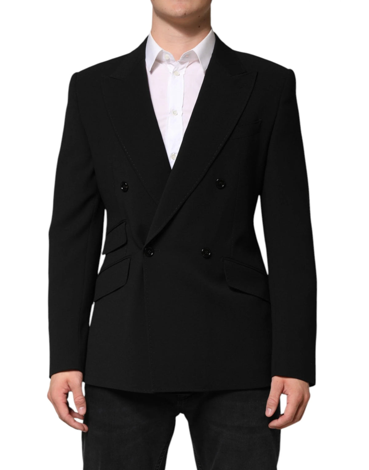 Dolce & Gabbana Black SICILIA Double Breasted Coat Blazer - IT50 | L - Sport Jackets
