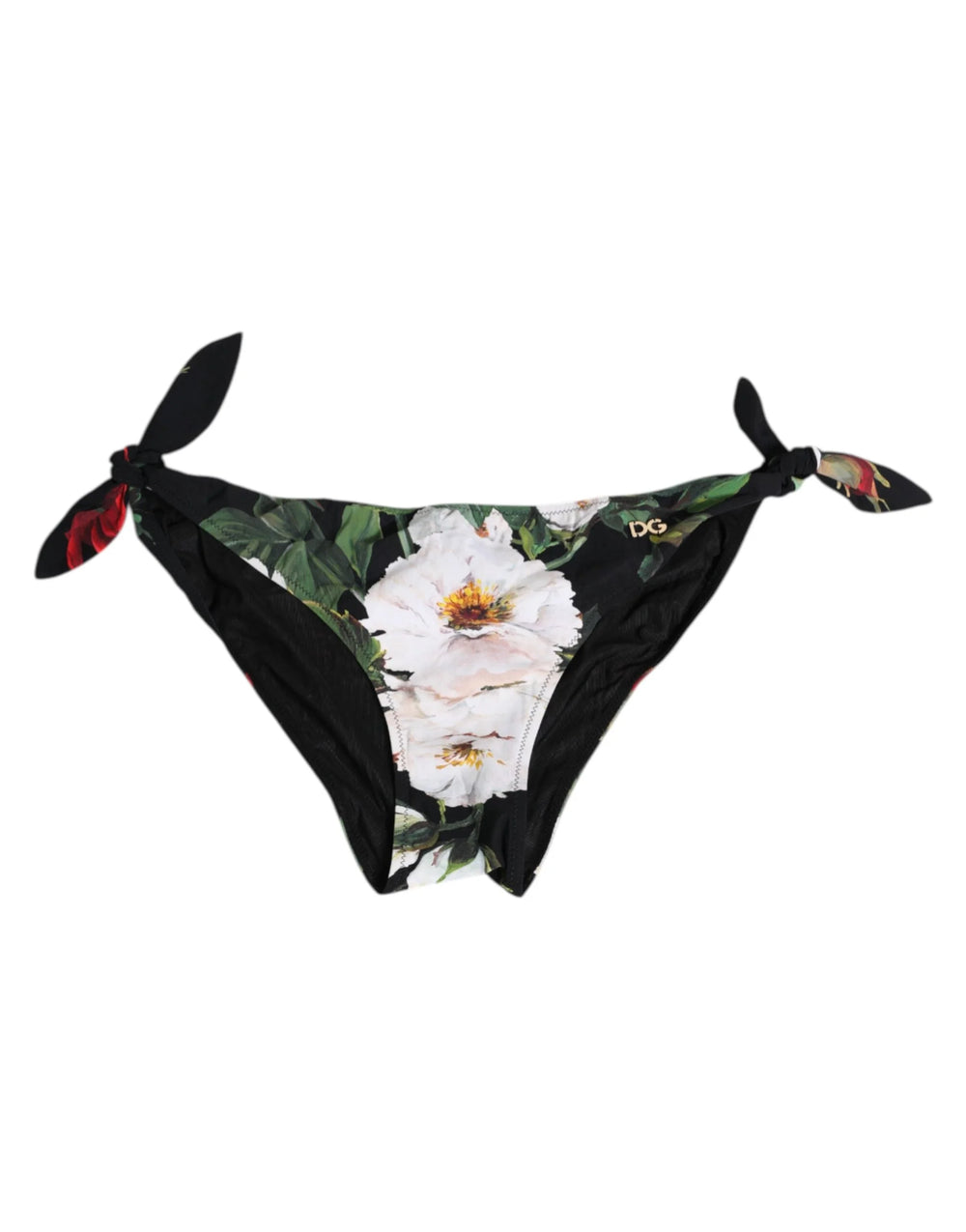 Dolce & Gabbana Black Side Tie Floral Bikini Bottom Swimwear - IT2 | S - Classic Bikinis