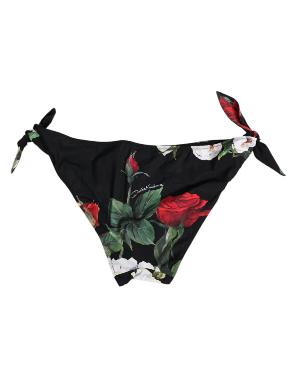 Dolce & Gabbana Black Side Tie Floral Bikini Bottom Swimwear - IT2 | S - Classic Bikinis