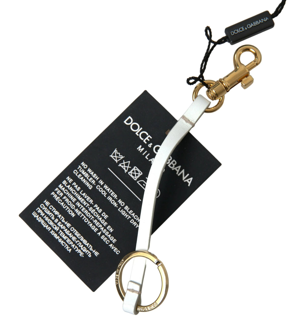 Dolce & Gabbana Black Silicone DG Logo Gold Brass Keychain - Keychains