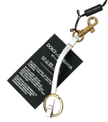 Dolce & Gabbana Black Silicone DG Logo Gold Brass Keychain - Keychains