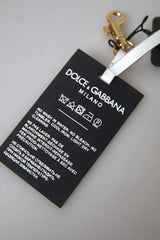 Dolce & Gabbana Black Silicone DG Logo Gold Brass Keychain - Keychains