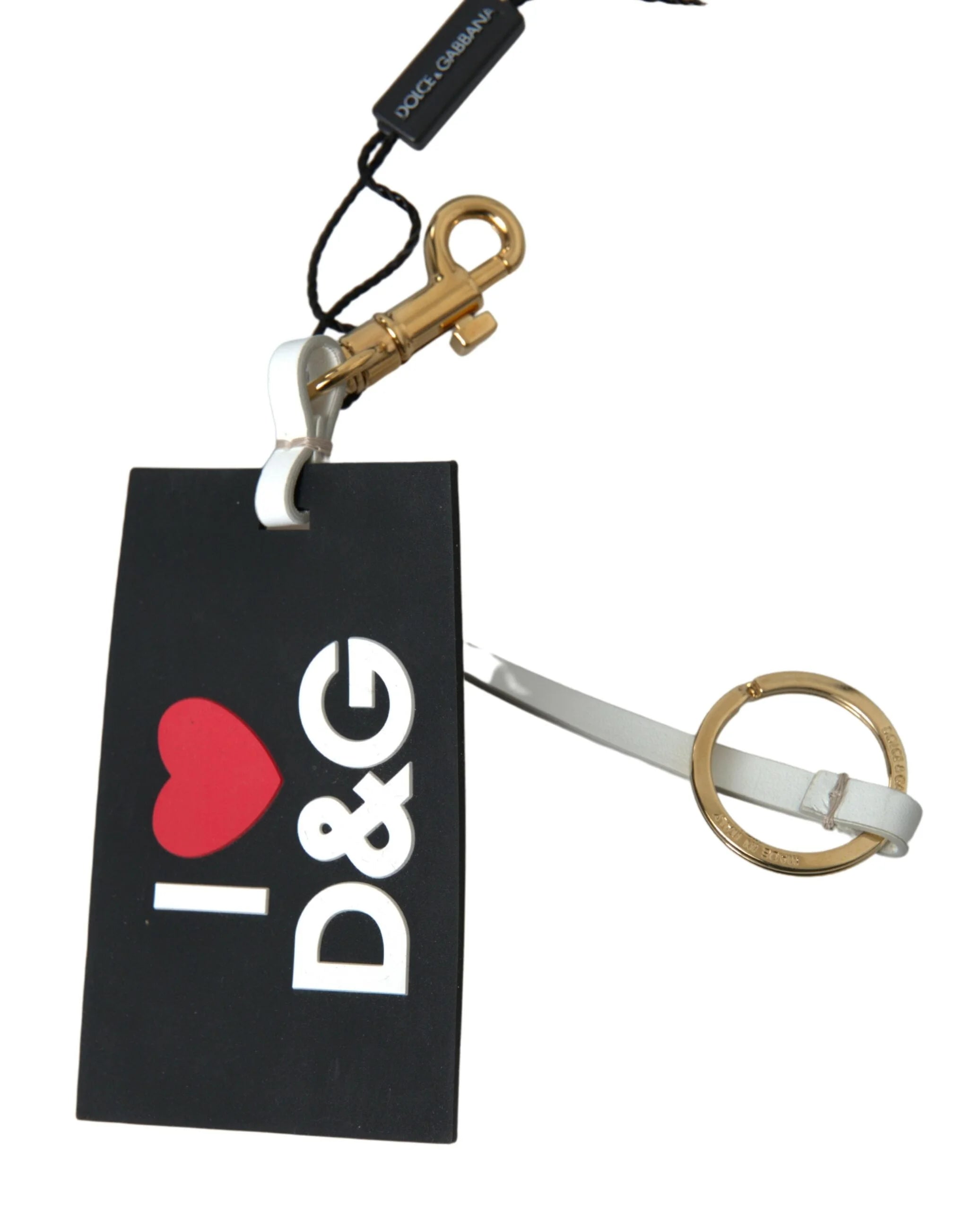 Dolce & Gabbana Black Silicone DG Logo Gold Brass Keychain - Keychains