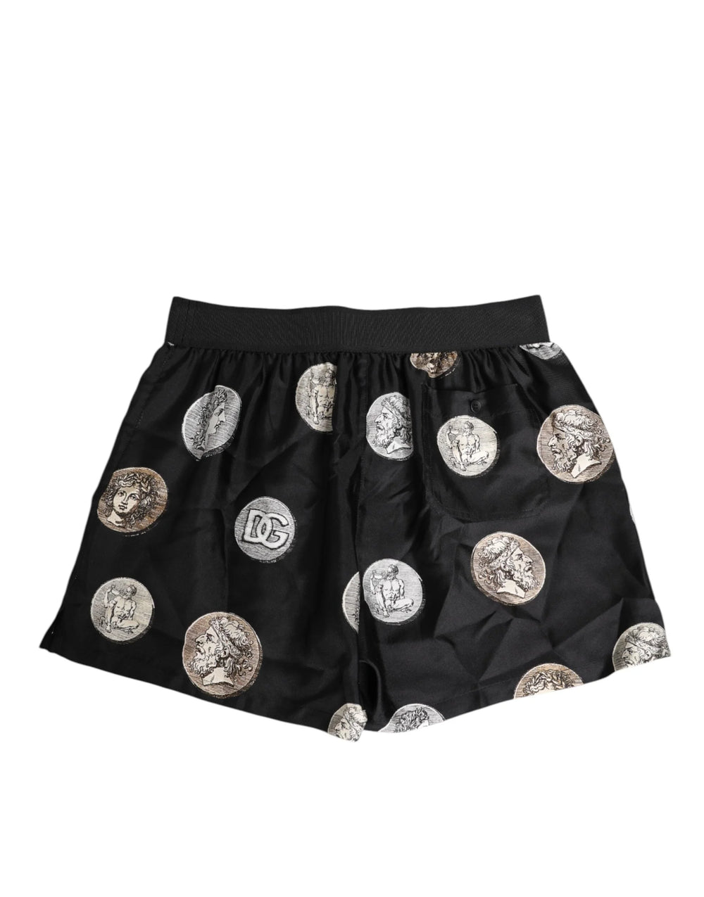 Dolce & Gabbana Black Silk Ancient Coin Print Boxer Short Swimwear - IT4 | S - Swim Boxers
