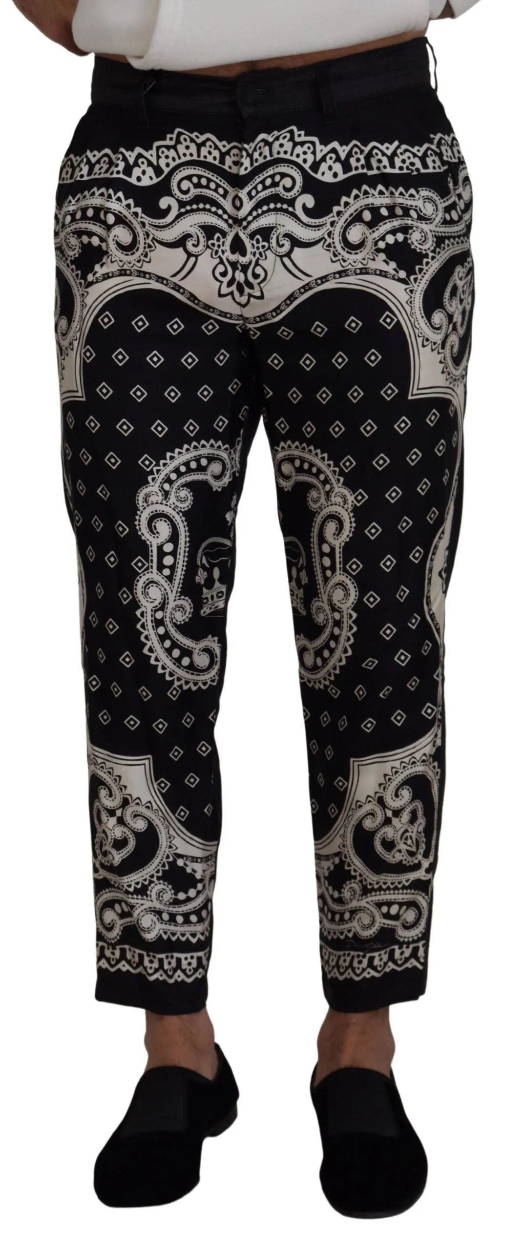 Dolce & Gabbana Black Silk Bandana Print Pants - IT48 | M - Trousers