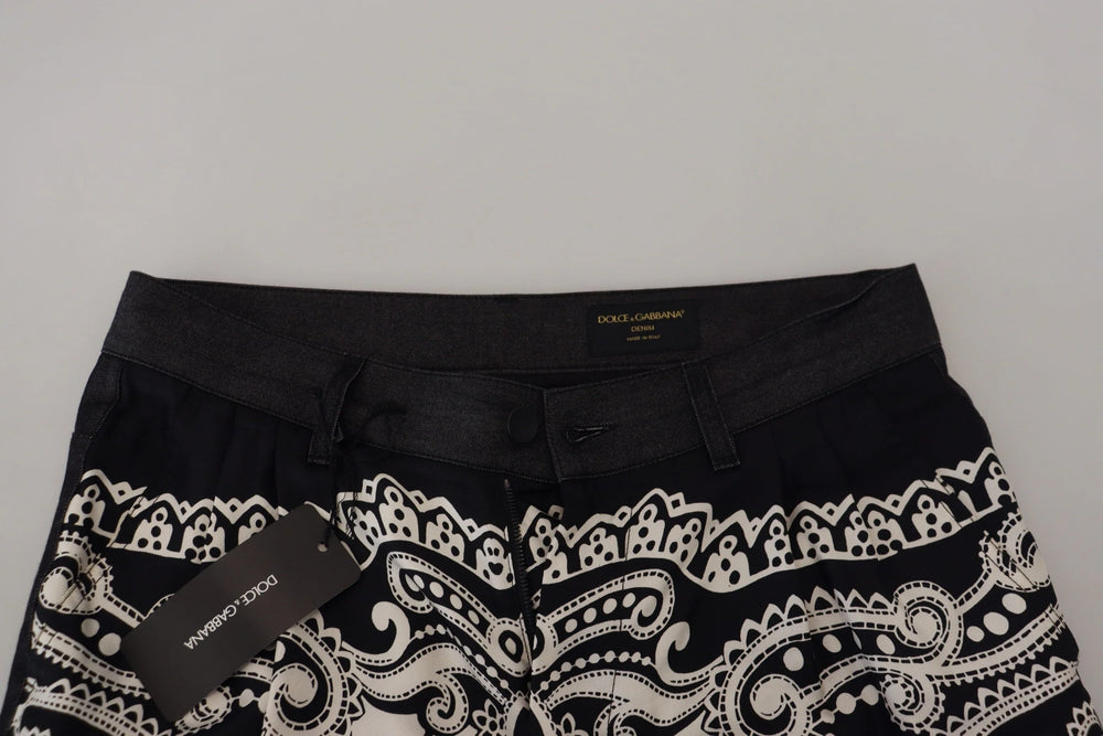 Dolce & Gabbana Black Silk Bandana Print Pants - IT48 | M - Trousers