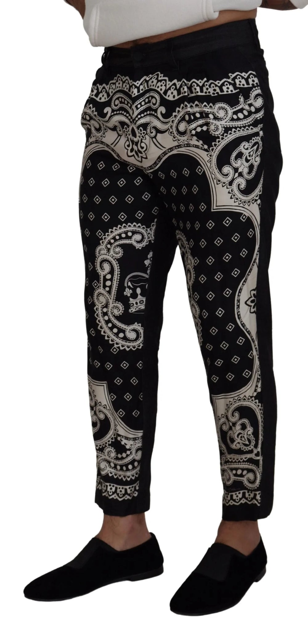 Dolce & Gabbana Black Silk Bandana Print Pants - IT48 | M - Trousers