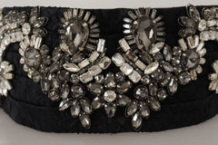 Dolce & Gabbana Black Silk Brass Crystal Embellished Waist Belt - IT42|M - Belts
