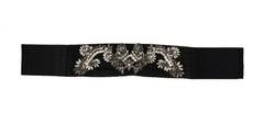Dolce & Gabbana Black Silk Brass Crystal Embellished Waist Belt - IT42|M - Belts