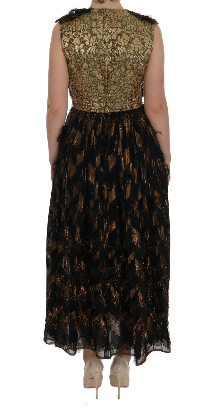 Dolce & Gabbana Black Silk Brown Fringes A-Line Dress - IT36 | XS - Dresses