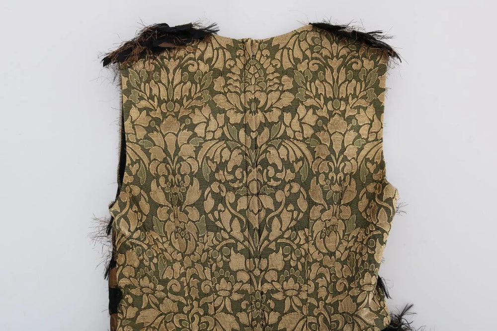 Dolce & Gabbana Black Silk Brown Fringes A-Line Dress - IT36 | XS - Dresses