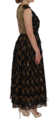 Dolce & Gabbana Black Silk Brown Fringes A-Line Dress - IT36 | XS - Dresses
