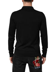 Dolce & Gabbana Black Silk Button Up Lightweight Sweater - IT48 | M - Sweaters