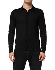 Dolce & Gabbana Black Silk Button Up Lightweight Sweater - IT48 | M - Sweaters