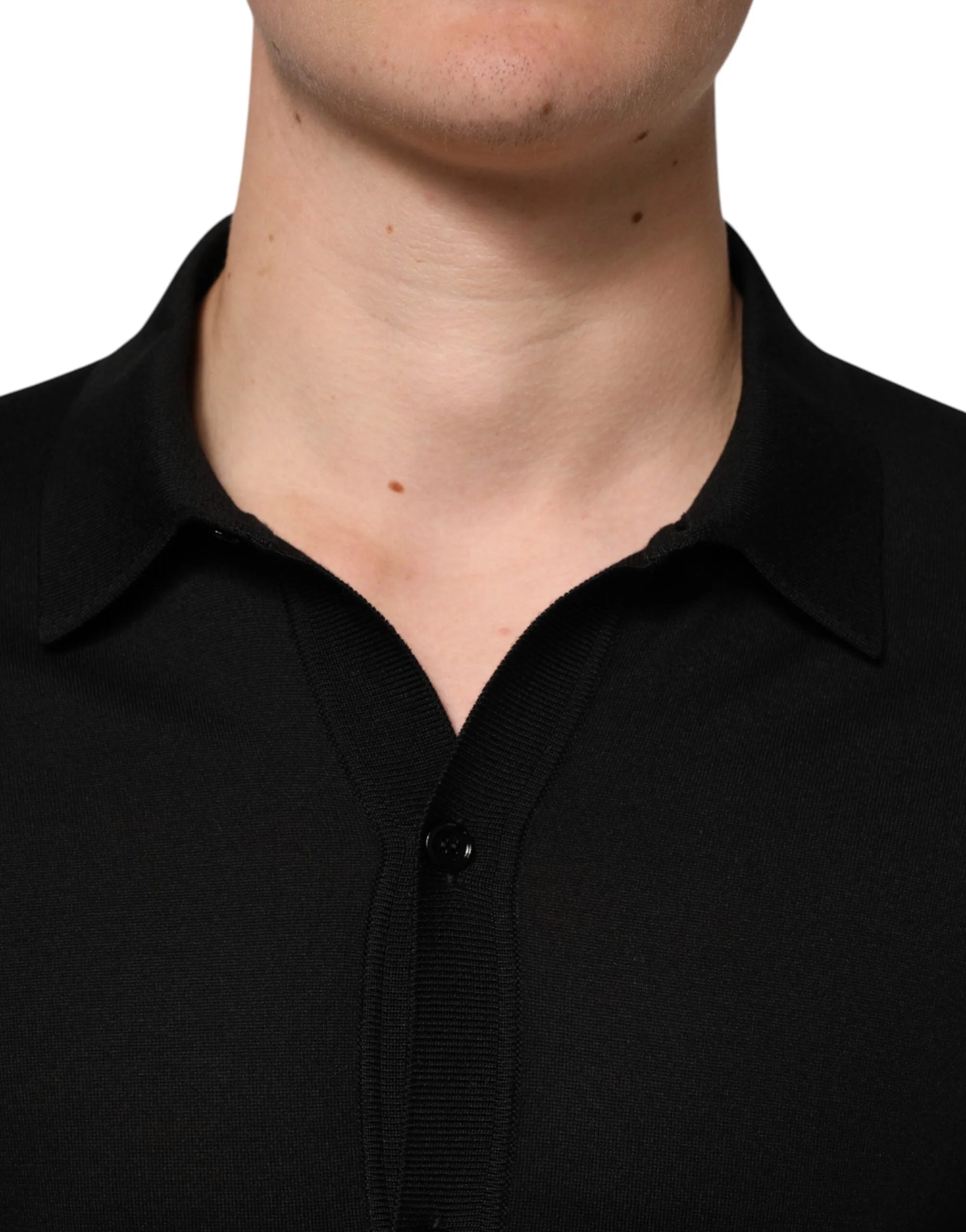 Dolce & Gabbana Black Silk Button Up Lightweight Sweater - IT48 | M - Sweaters